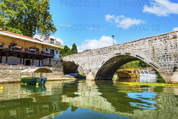 Stari Most on Crnojevicha river in Montenegro at sunny summer day