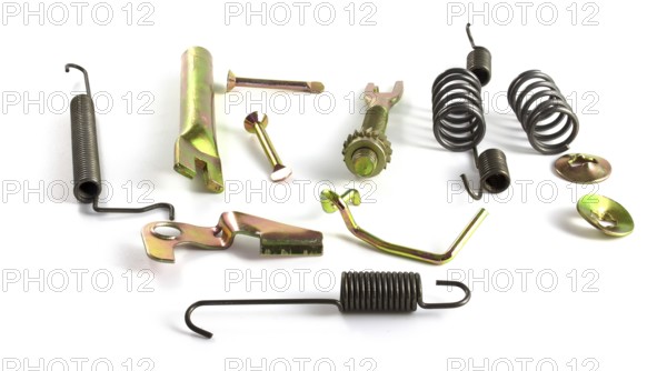 Drum brake hardware repair kit isolated on white background