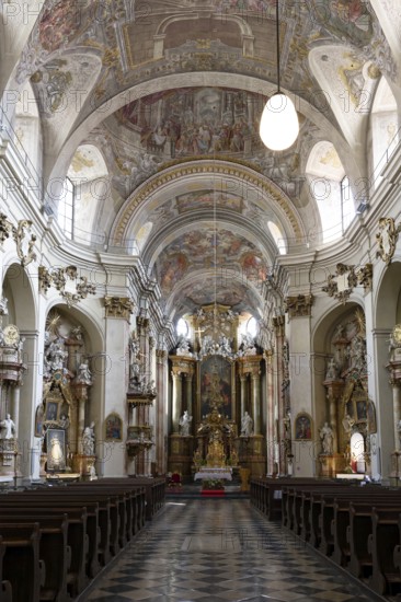 Interior view, Baroque church interior, altar, St John's Church, Minoritska 449, Brno, South Moravian Region, Czech Republic