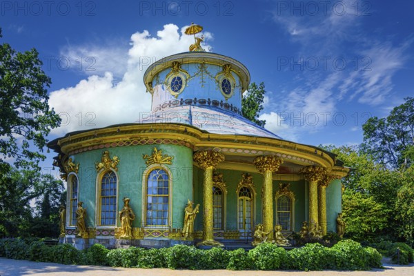 Chinese tea house is in the beautiful Sanssouci Park. In beautiful summer weather