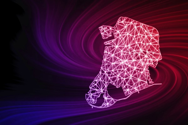 Map of Macao, Polygonal mesh line map, modern map