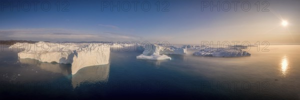 Greenland Ilulissat glaciers at fjord Disco Bay West Greenland