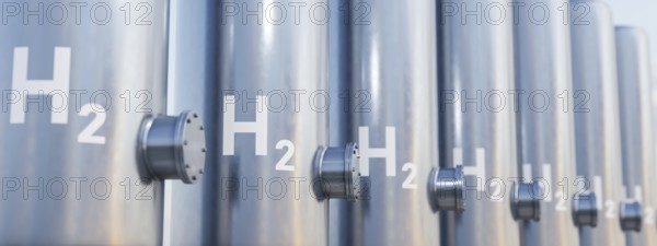 A modern hydrogen tank for renewable energy. 3D illustration