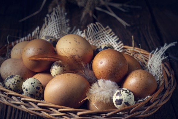 Fresh eggs straight from the farm in a basket