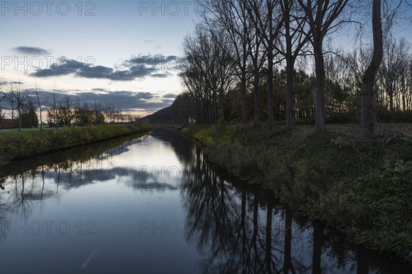 Colorful reflections at the canal near Bruges