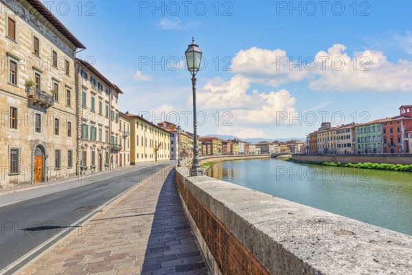 Embankment on a riverbank of Arno in Pisa, Italy