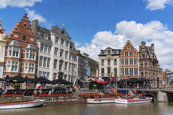 Boat cruise on river Leie in Ghent, Belgium