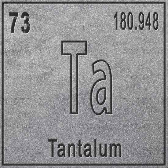 Tantalum chemical element, Sign with atomic number and atomic weight, Periodic Table Element, silver background