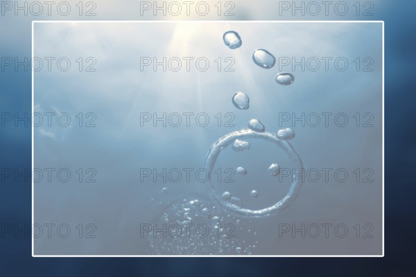 Underwater background white border frame, water surface blank text box