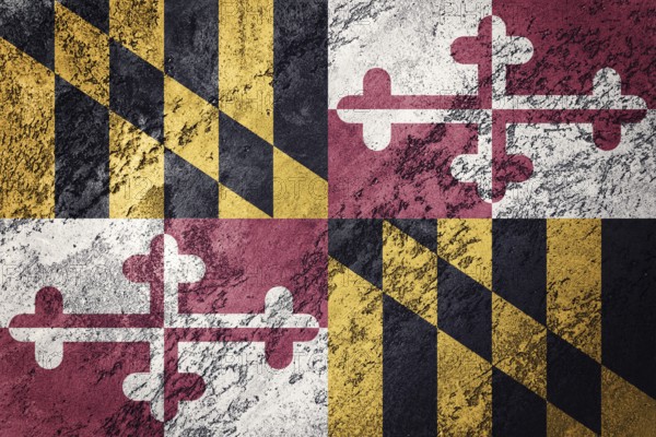 Grunge Maryland state flag. Maryland flag background grunge texture