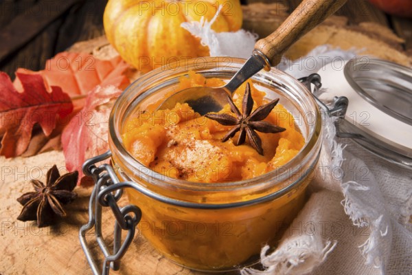 Ein köstlicher herbstlicher cremiger hokkaido kürbis pure