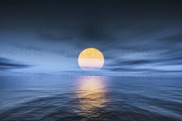 A great sunset over the ocean 3d illustration