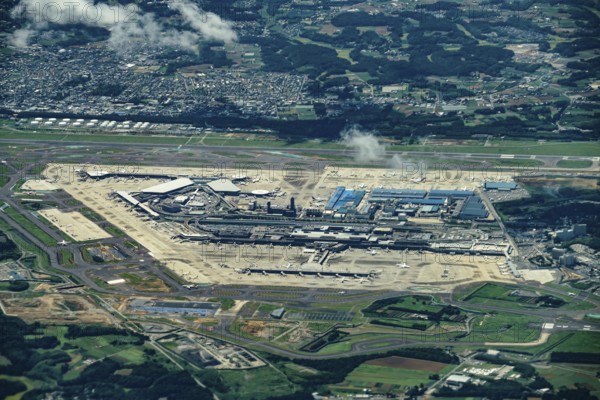 Narita International Airport (taken from an airplane). Shooting Location: Chiba Prefecture