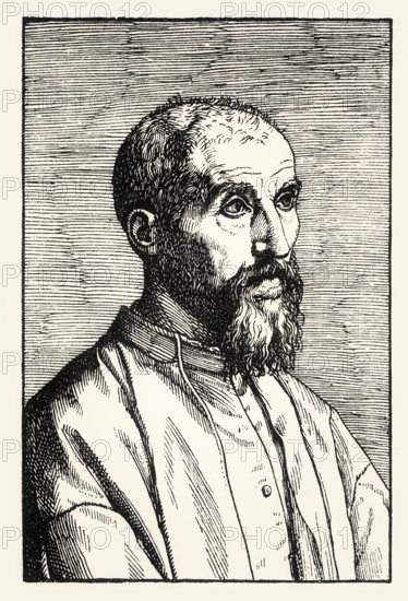 Giambattista Gelli, 1498–1563, a Florentine man of letters, Italian woodcut, 16th century