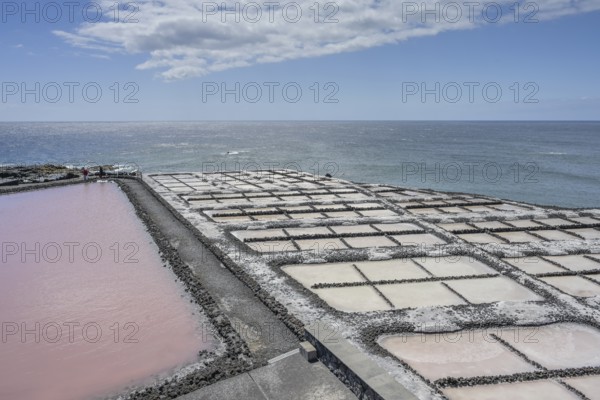 Sea salt extraction, Fuencaliente salt works, La Palma, Spain