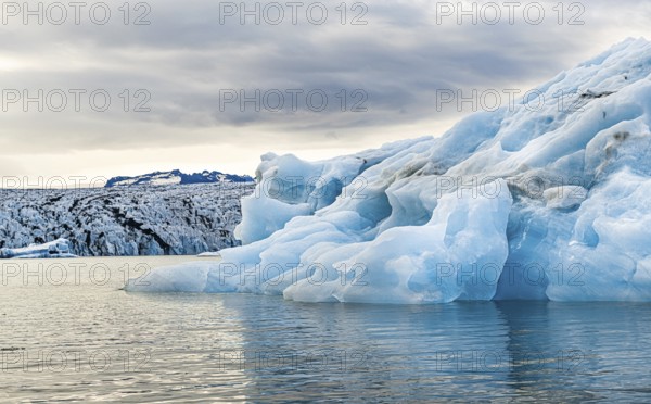 Blue icebergs in the Jokulsarlon Glacier Lagoon Iceland