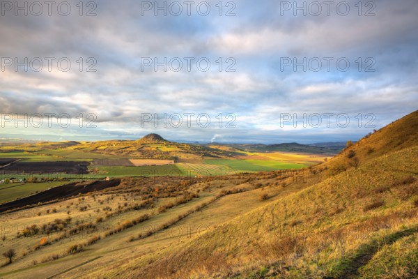 Amazing autumn view from Rana Hill in Central Bohemian Uplands, Czech Republic. Central Bohemian Uplands is a mountain range located in northern Bohemia. The range is about 80 km long