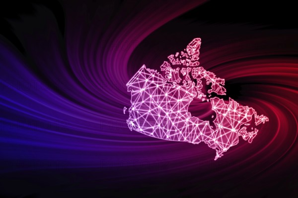 Map of Canada, Polygonal mesh line map, modern map