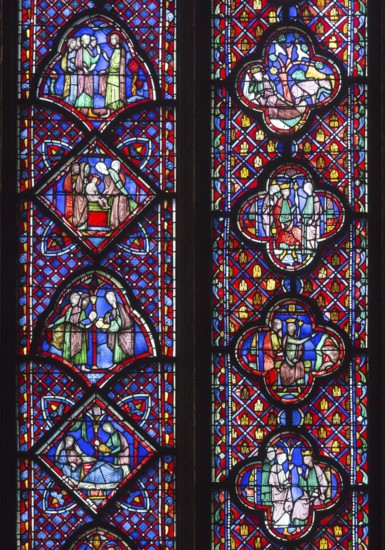 Stained glass window in the upper church, St, Saint, Saint