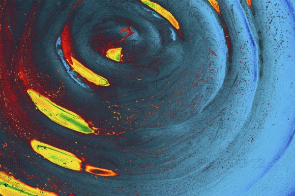 Beautiful abstract art of Ebru marbling painting techniques on water with paints