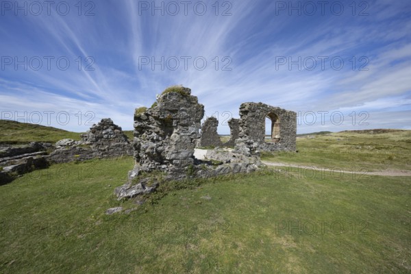 Ruins of the ruined St Dwynwen Church, Llanddwynn Island, Newborough, Anglesey, Wales, Great Britain