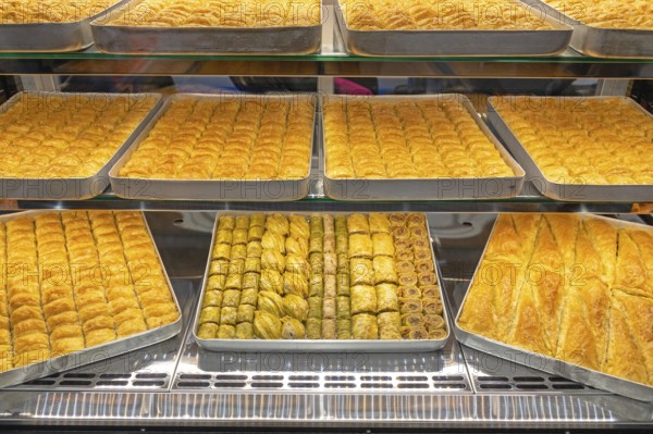 Traditional Dessert Baklava in Trays Turkish Cuisine, Serbia