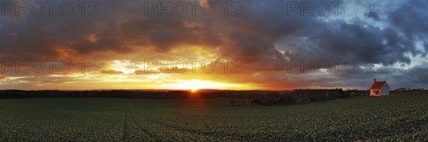 Panorama, sunset in the Ried