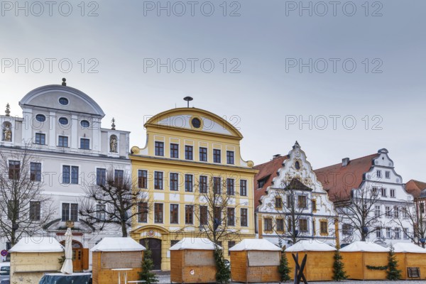 Historic houses on Karlsplatz in Neuburg an der Donau, Germany