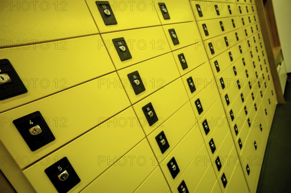 A self-service zone in an Austrian post office. PO boxes and parcel machines Austria