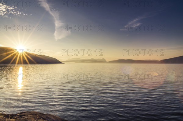 Landscape photography of the evening mood at the Sognefjord in Norway in the summer. Beautiful landscape at the Sognefjord in Norway in the evening