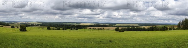 Panoramic view of meadows and woods, region Vysocina, Czech republic