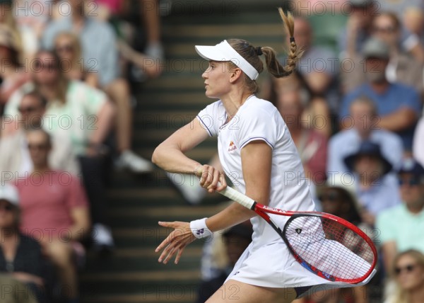Kazakh tennis player Elena Rybakina in action at the 2024 Wimbledon Championships, London, England, United Kingdom