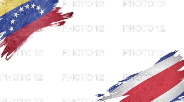 Flags of Venezuela and Costa Rica on white background