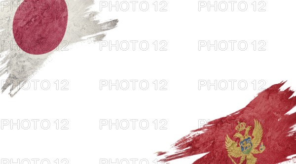 Flags of Japan and Montenegro on White Background
