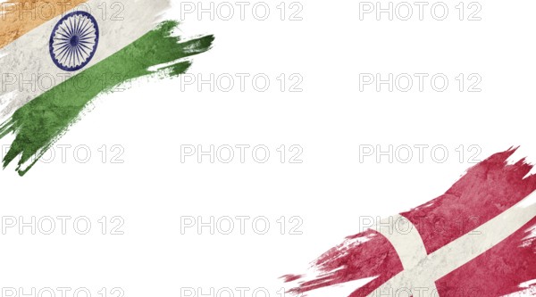 Flags of India and Denmark on White Background