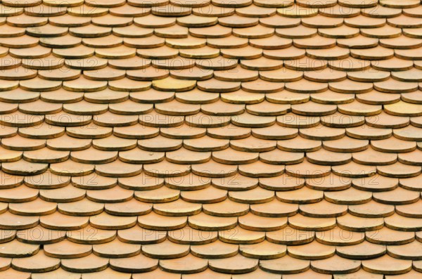 A lot of rounded brown roof tiles