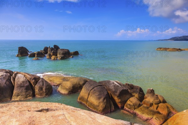 Lamai Beach in Koh Samui, Thailand. Huge smooth stones on the beach
