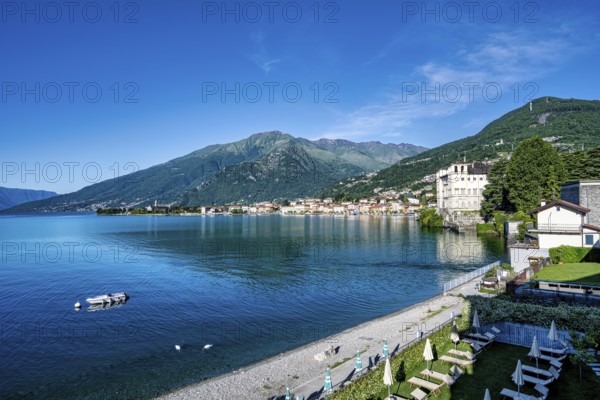 A view of Lake Como from Gravedona from a hotel on the beach