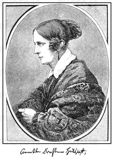 Annette von Droste-Hulshoff, 1797 - 1848, a German writer and poet, Annette von Droste-Hülshoff, 1797 - 1848, eine deutsche Schriftstellerin und Dichterin