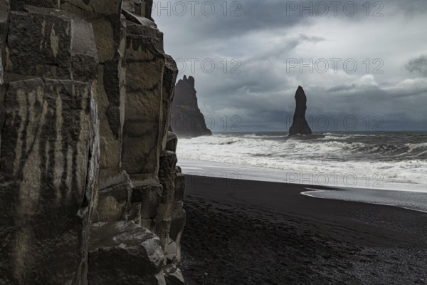 At Reynisfjara Beach in southern Iceland