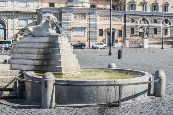 Piazza del Popolo, Rome. Fountains lions