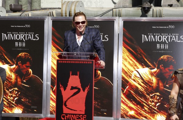 HOLLYWOOD, CA - OCTOBER 31, 2011: Mickey Rourke Hand And Footprint Ceremony held at Grauman's Chinese Theater in Hollywood, USA on October 31, 2011. Hollywood, California, USA