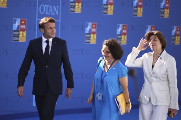 Spain, Madrid - 30 June, 2022: French President Emmanuel Macron (L) attends the NATO summit in Madrid, Spain