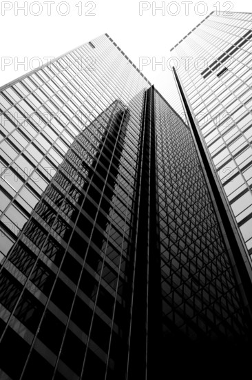 The view from below of the modern Kastor tower block on Friedrich-Ebert-Anlage in the Gallus district of Frankfurt am Main
