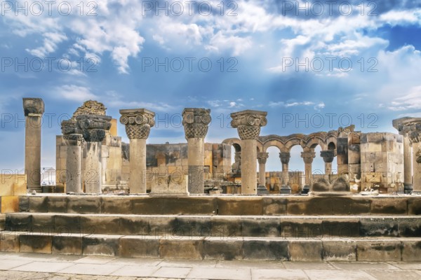 Zvartnots Cathedral is a 7th-century Armenian cathedral in Vagharshapat, Armenia