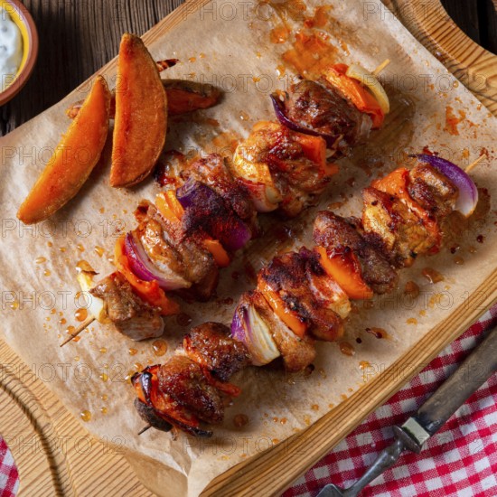 Sweet potato fries with spicy paprika shashlik