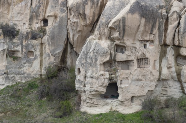 A picture of the rocky facades of the Goreme Historical National Park near the Goreme Open Air Museum