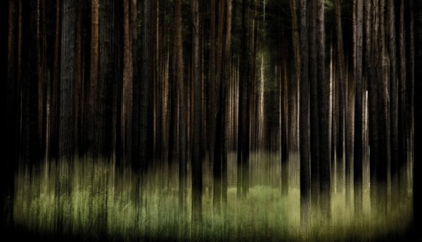 Artistically blurred forest
