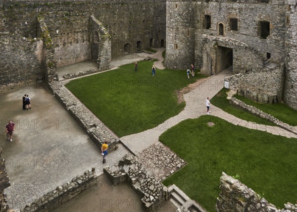 View of the inner courtyard of Harlech Castle, Harlech, Wales, UK