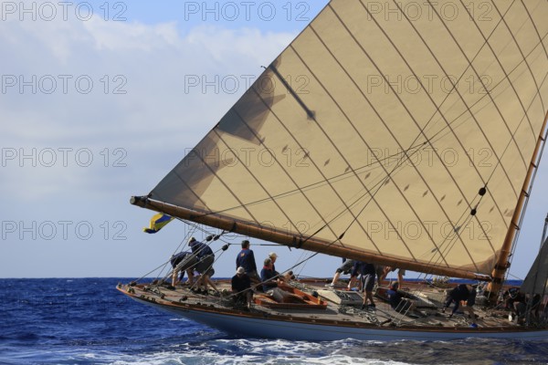 Race Regatta of the last four surviving historic sailing yachts of the 15 metre class during the Monaco Classic Week 2017, Race of the Classic Sailing Yachts, the last four surviving boats of the 15 metre Class 15s during the Monaco Classic Week 2017, La Belle Classe, organised by the Yacht Club Monaco YCM, hier / here: Sailing Yacht / Sailing Yacht Tuiga D3